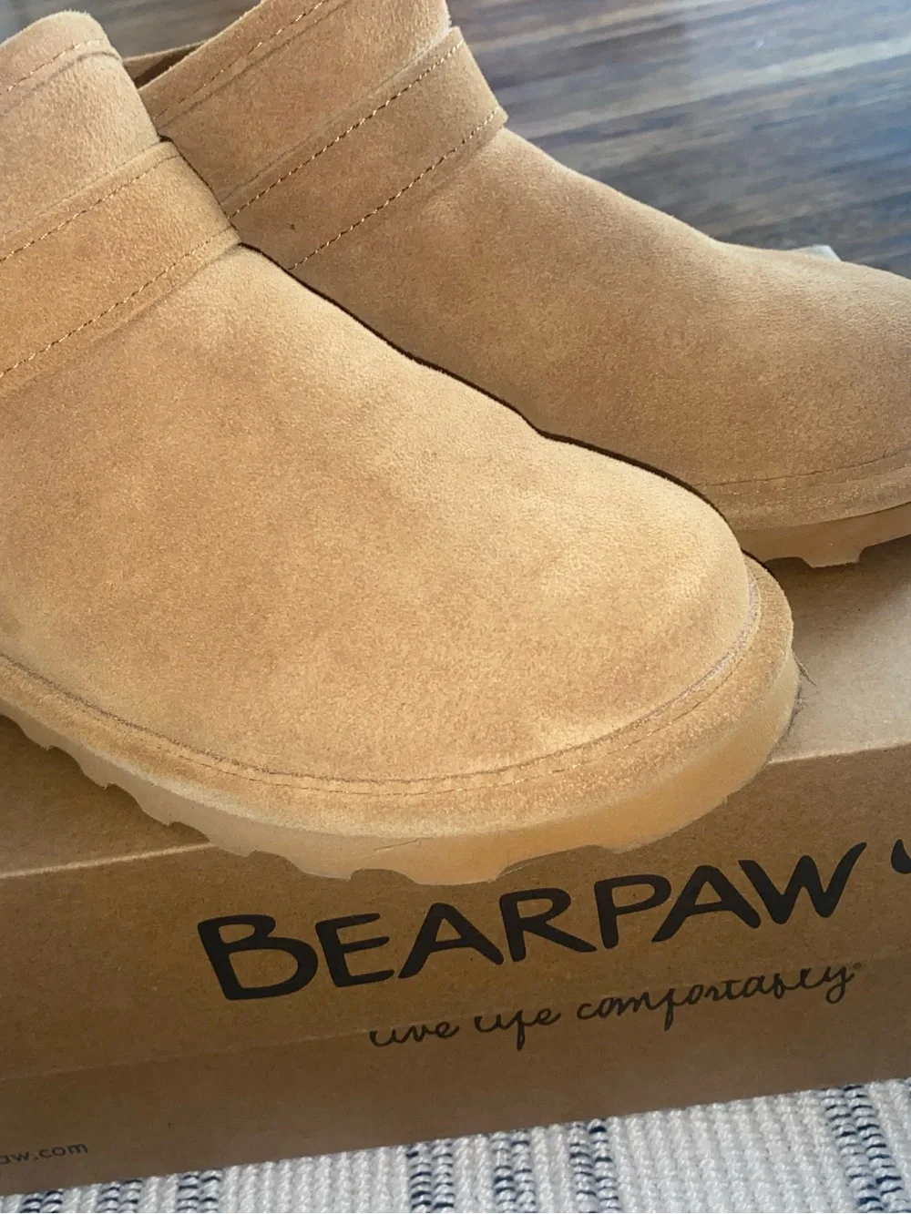 BearPaw Chestnut Suede Shearling-Lined Winter Slip-On Boots